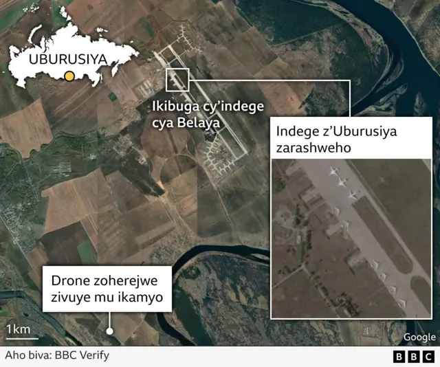 Ikarita igaragaza igitero cya 'drone' cya Ukraine