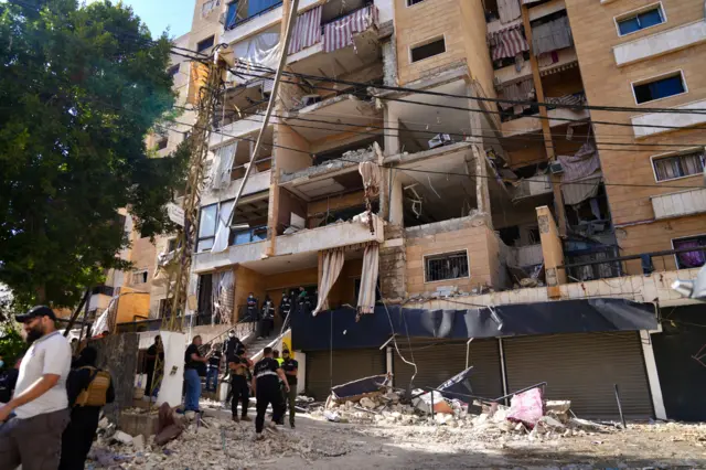EPA/Shutterstock
Rescuers work at the site of an Israeli airstrike targeting an apartment in the southern suburbs of Beirut, Lebanon, 07 June 2026. At least two people were killed and a dozen injured in an Israeli strike on southern Beirut's suburbs, according to the Lebanese official news agency (NNA).