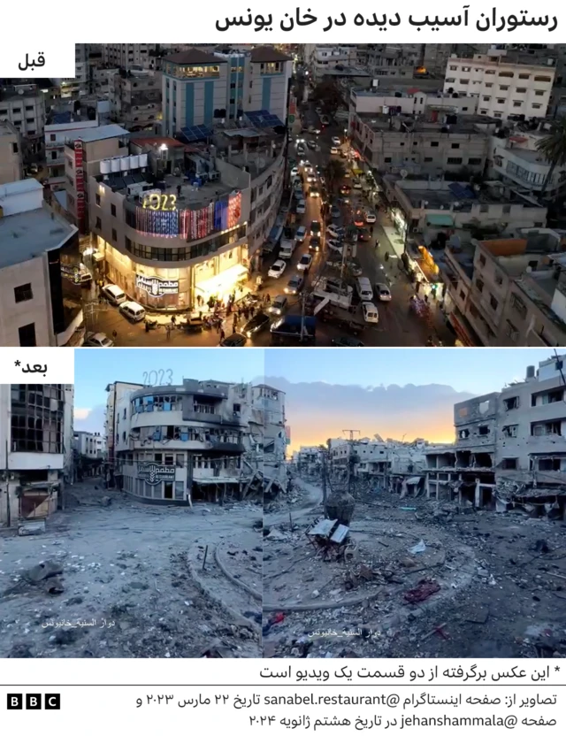 تخریب رستوران در غزه