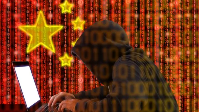 設計圖片：黑客與中國國旗