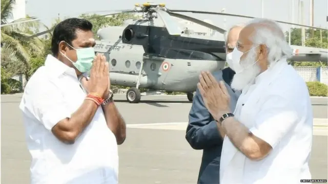 तामिळनाडूचे मुख्यमंत्री पलानीस्वामी आणि मोदी