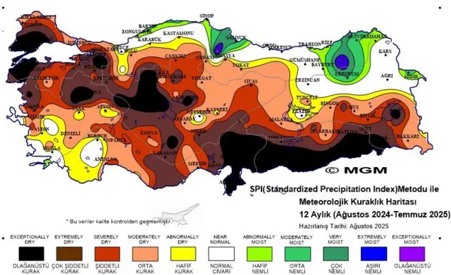 Çanakkale Valisi Ömer Toraman'ın paylaşımında Çanakkale'deki kuraklık durumu.