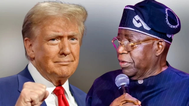 Donald Trump wọ kootu olomi buluu ati ẹwu funfun, Aarẹ Bola Tinubu naa wọ aṣọ buba buluu pẹlu fila