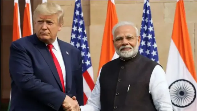 राष्ट्राध्यक्ष डोनाल्ड ट्रम्प आणि नरेंद्र मोदी 