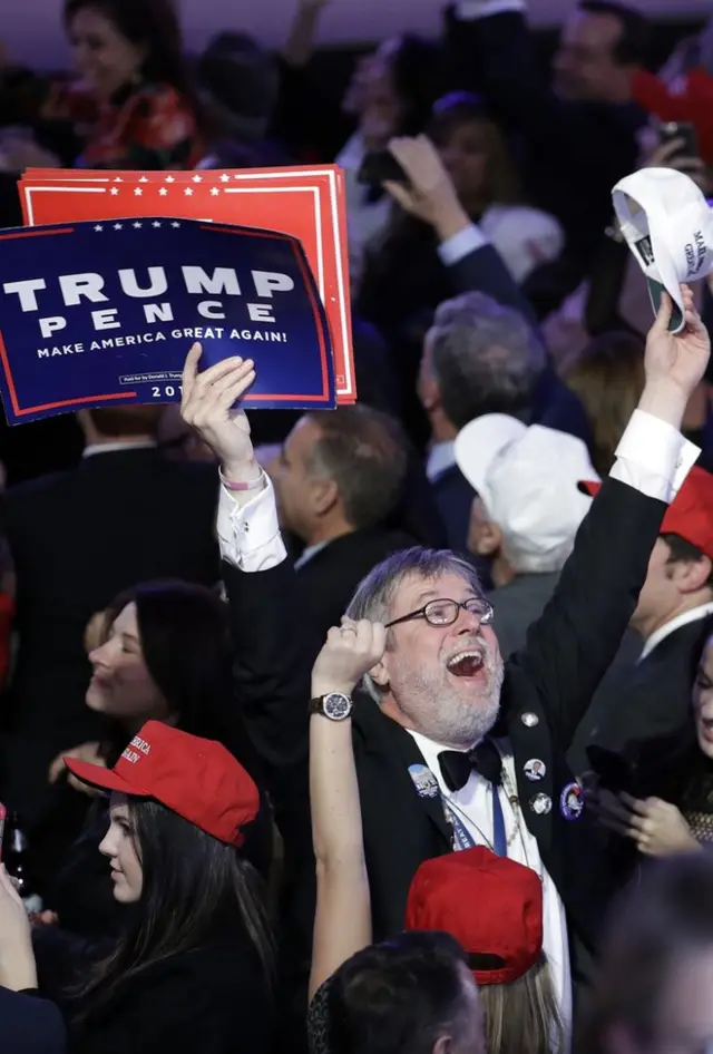 Сторонники Дональда Трампа празднуют его победу в Нью-Йорке