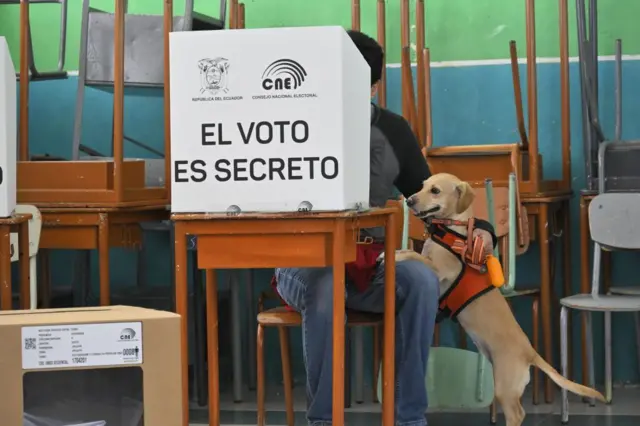 Votante con un perro