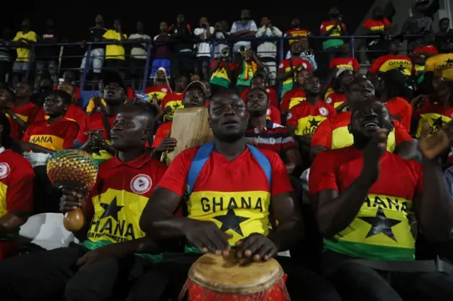 Ghana fans cheer on their amputee football team at the first ever African Para Games in Accra