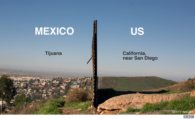 Hình ảnh hàng rào biên giới hiện tại giữa Mỹ và Mexico