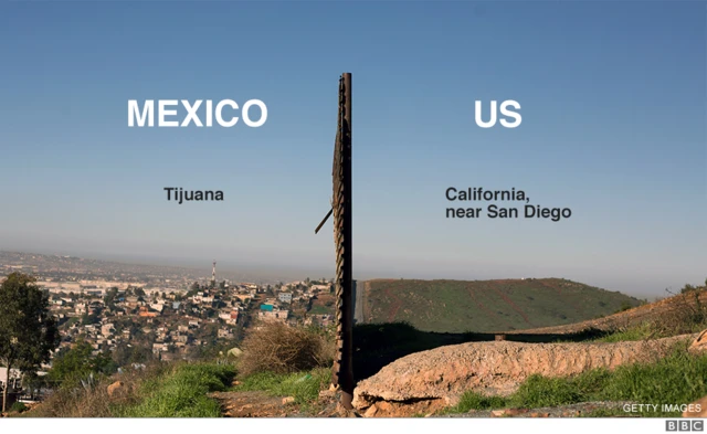 Hình ảnh hàng rào biên giới hiện tại giữa Mỹ và Mexico