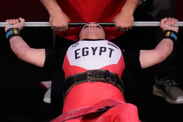 Gihan Abdelaziz of Team Egypt competes during the women's -55 kg Powerlifting final on day 3 of the Tokyo 2020 Paralympic Games at on August 27, 2021