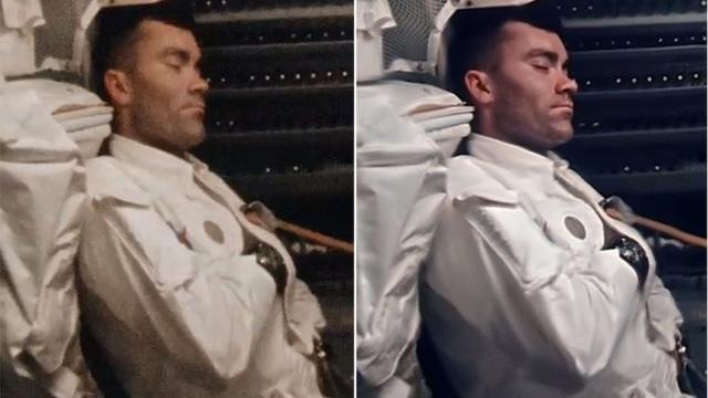 Fred Haise tomando una siesta, antes y después