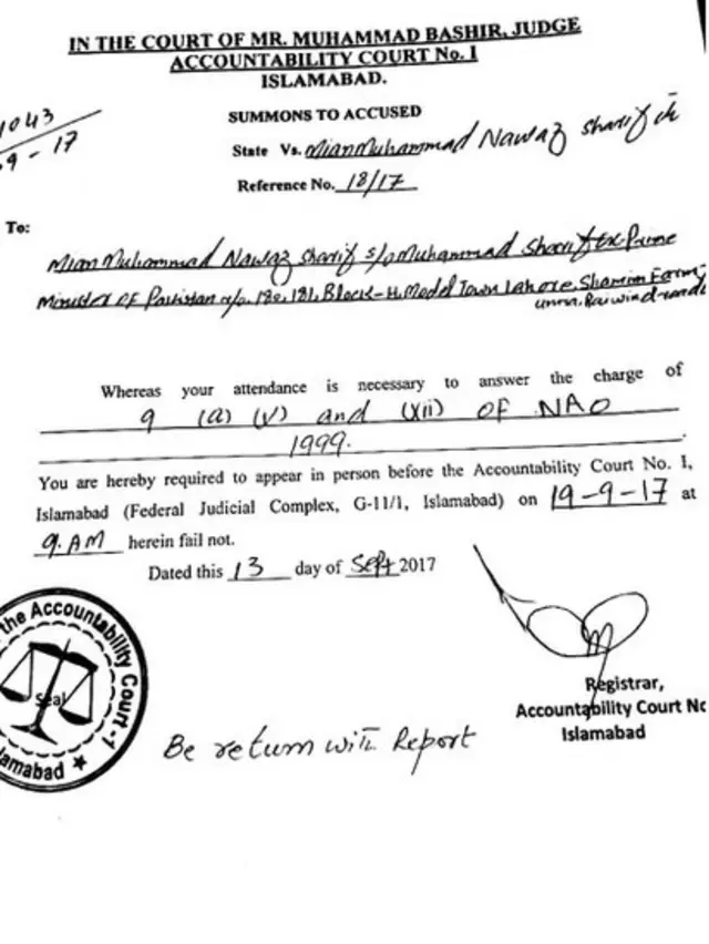 نواز شریف کے خلاف سمن