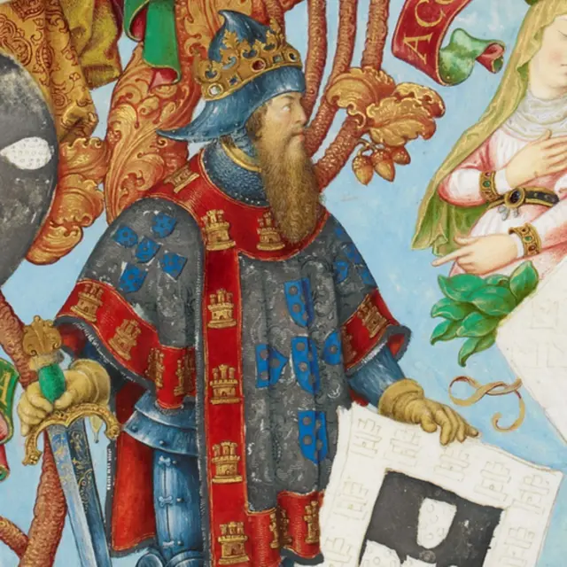 Afonso 3º, rei de Portugal, em ilustração do livro Genealogia dos Reis de Portugal, publicado no século XVI