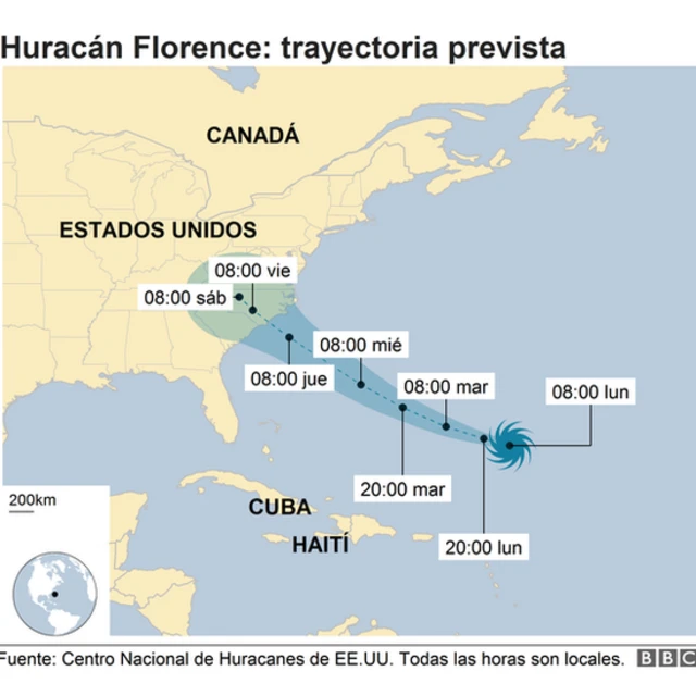 Trayectoria prevista de Florence.