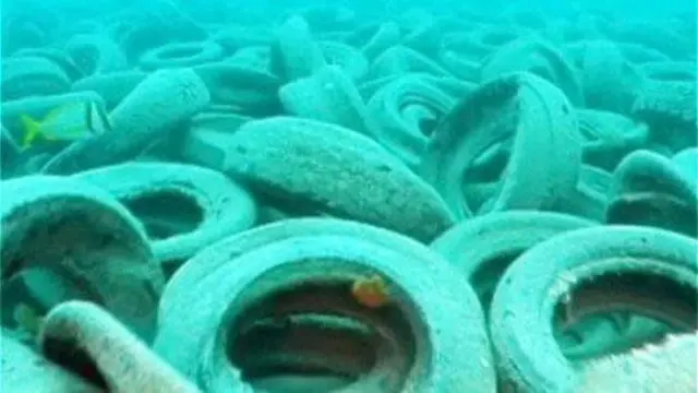 海底丟棄的大量輪胎