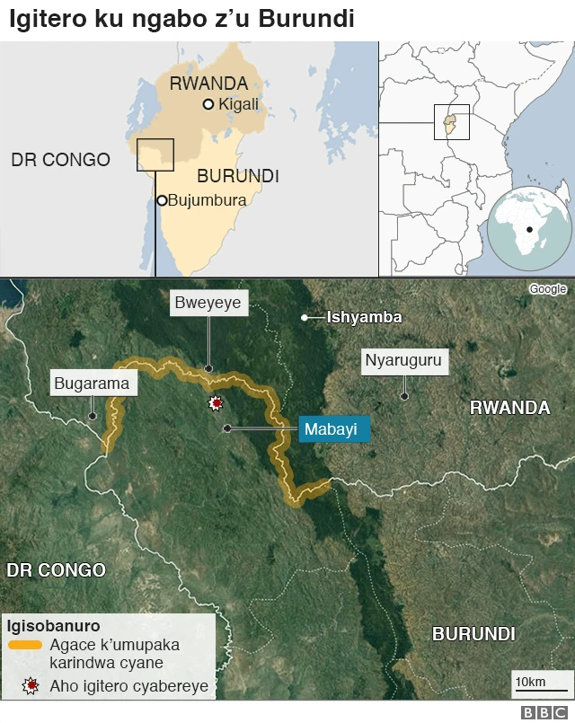 Ikarita igaragaza iby'igitero ku ngabo z'u Burundi