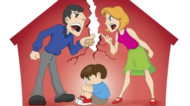 Рисунок - ругающиеся родители и ребенок