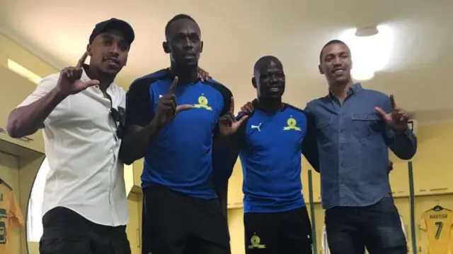 Usain Bolt atawọn agbabọọlu Mamelodi Sundown