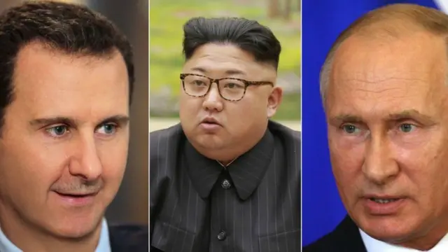 Cả Tổng thống Syria (trái) và Tổng thống Nga (phải) đều bày tỏ mong muốn gặp ông Kim