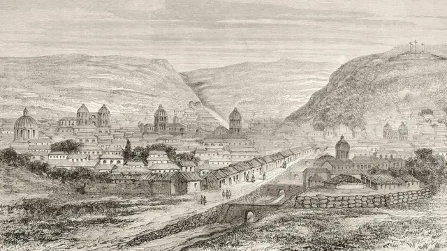 Ilustración de Cusco, Perú,del siglo XIX.