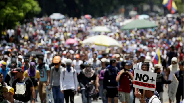 Manifestación de la oposición venezolana.