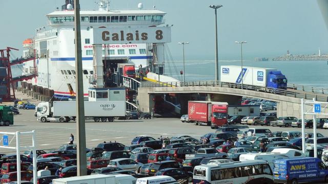 Cars queuing in Calais