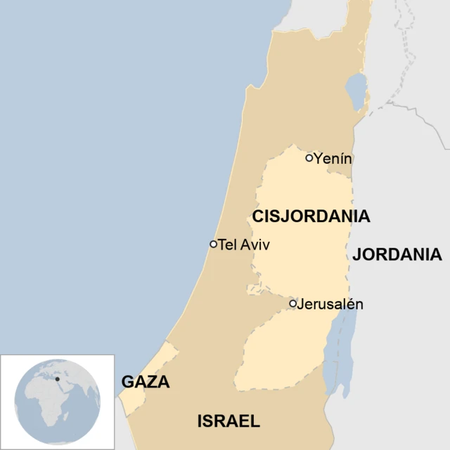 Mapa de Cisjordania.