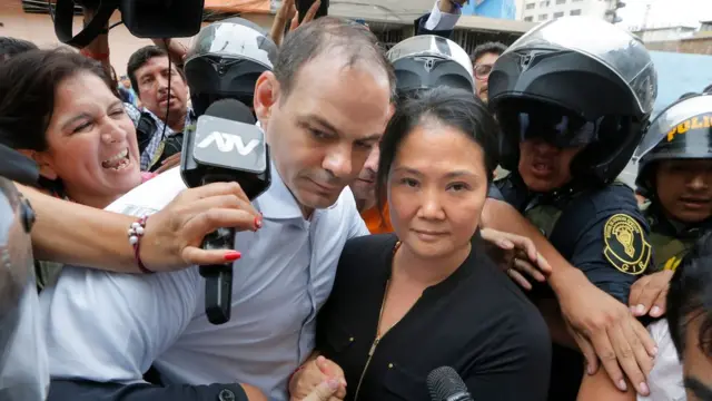 Keiko Fujimori al llegar al tribunal el martes 28 de enero de 2020
