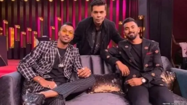 हार्दिक पांड्या, करण जोहर आणि के. एल. राहुल