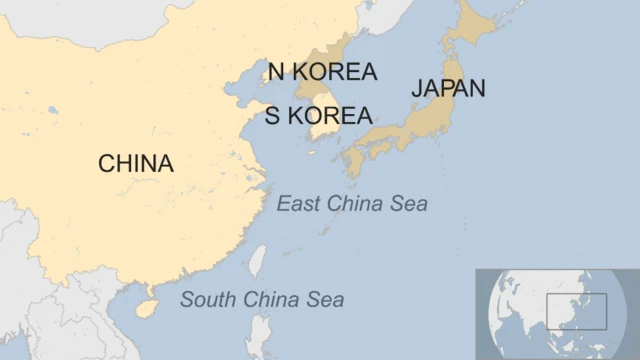 Map of East and South China Seas