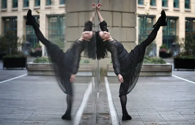 Principal of the Royal Ballet, Natalia Osipova, performs outside the Edinburgh International Conference Centre