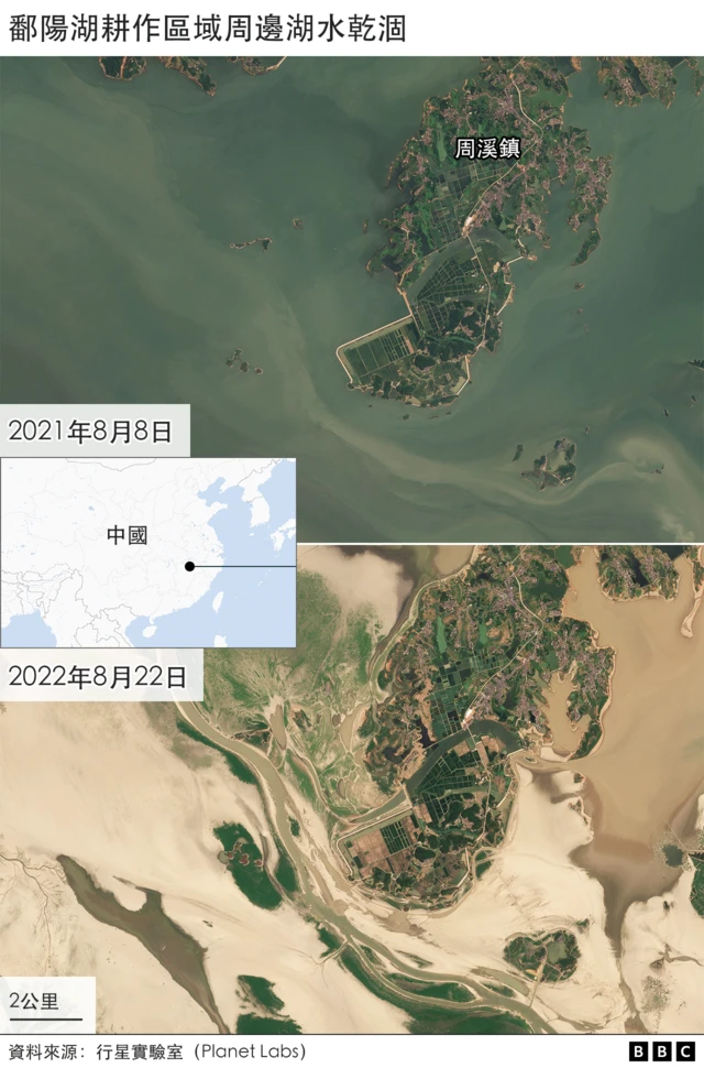 组图：鄱阳湖耕作区域周边湖水干涸