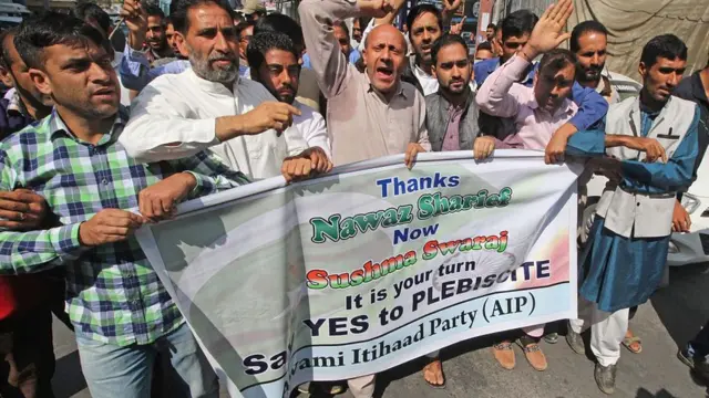 కశ్మీర్లో ప్లెబిసైట్ నిర్వహించాలంటూ ప్రదర్శన