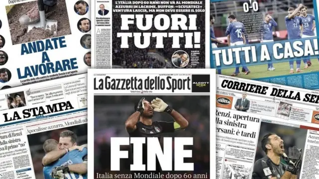"Apocalypse azzura, Mondial adieu", titre La Stampa, un journal modéré, évoquant "un saut en arrière de 60 ans".