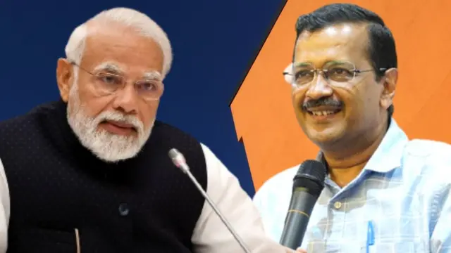 અરવિંદ કેજરીવાલ અને નરેન્દ્ર મોદી