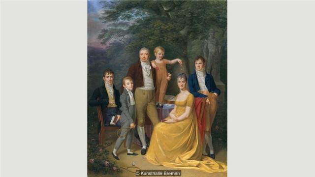 1806年德米亚尼（Carl Friedrich Demiani）创作的全家福展现出因爱结婚的自由新风。