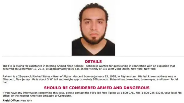Sawirka FBI ee Ahmad Khan Rahami