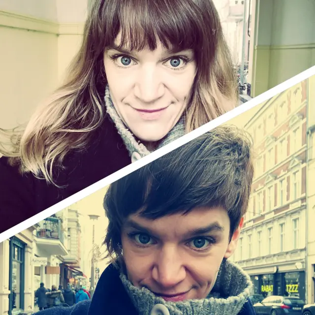 Antes y después del corte de pelo de Kristina