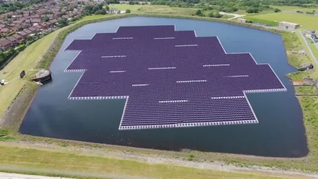 An artist's impression of what was Europe's largest floating farm on Godley Reservoir in Hyde