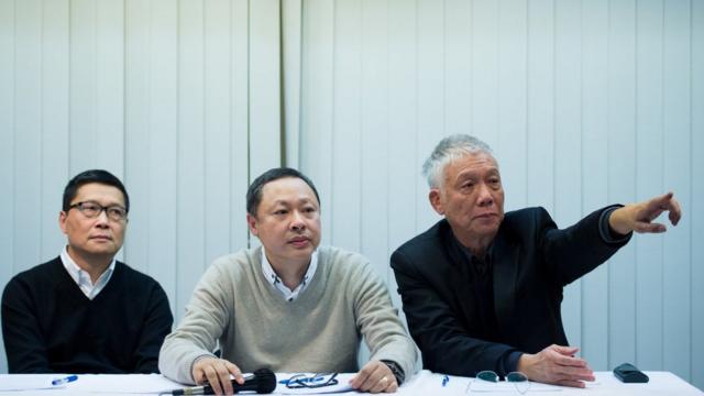 从左至右：陈健民、戴耀庭、朱耀明（2/12/2014）