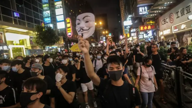 Manifestantes en Hong Kong en las protestas del pasado domingo.