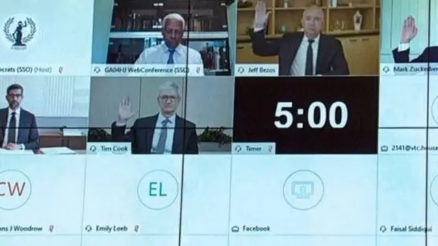شهادات رؤساء أمازون وغوغل وفيسبوك وآبل أمام الكونغرس في يوليو الماضي