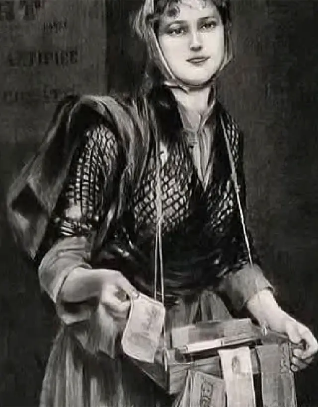 Chica vendedora de folletos