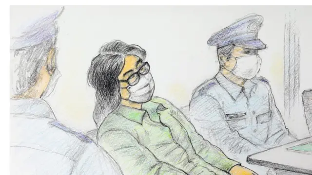 Sketsa oleh Masato Yamashita menunjukkan Takahiro Shiraishi