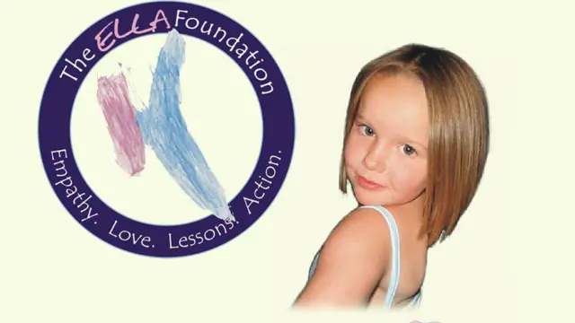 A photo of Ella and the logo of the ELLA foundation