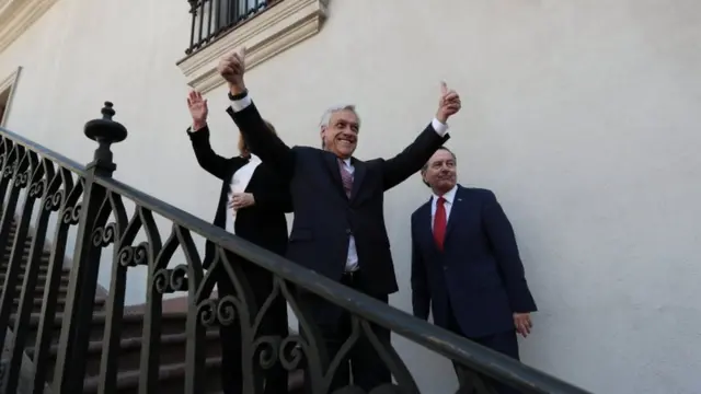 Sebastián Piñera celebra el fallo en La Haya.