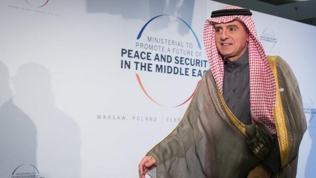 عادل الجبیر، وزیر خارجه سابق عربستان در نشست ورشو