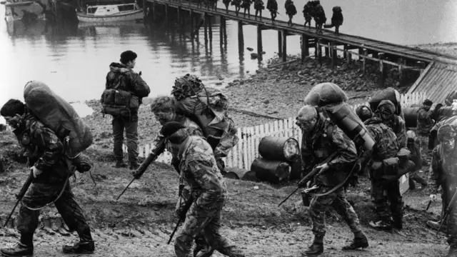 British soldiers during the Falklands' War in 1982