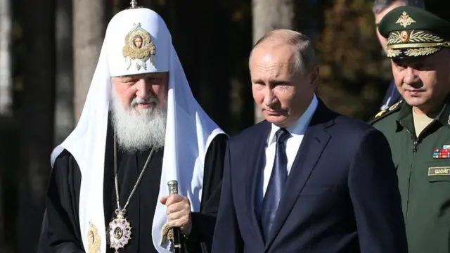 El patriarca Kirill junto al presidente de Rusia, Vladimir Putin.