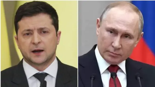 वोलोदिमीर झेलेंस्की आणि व्लादिमीर पुतीन